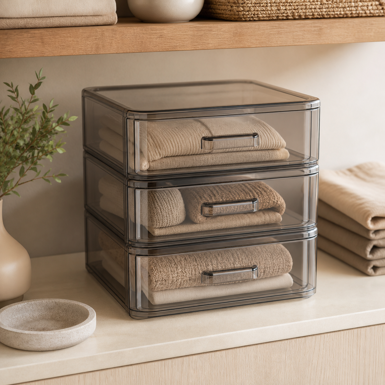 Karseno Clear Stack Drawer Organizer